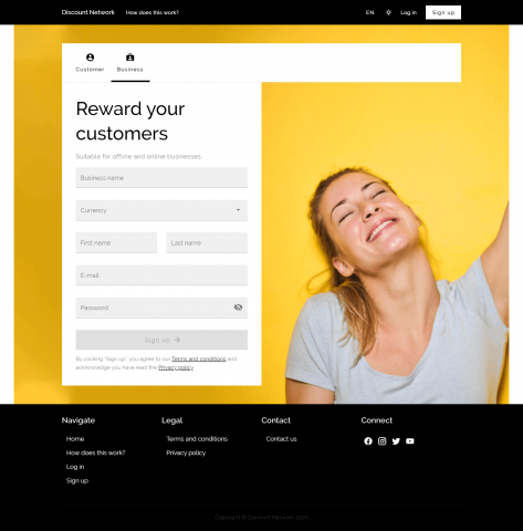 Business sign up