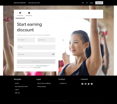 Customer sign up